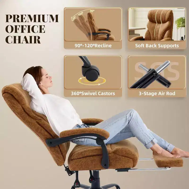 Chaise de Bureau Ergonomique, Chaise Gaming en PU, Hauteur Réglable, Inclinaison de 90 à 135 Degrés, Dossier et Roues Pivotantes à 360 Degrés, Capacité de 158 kg pour le Bureau