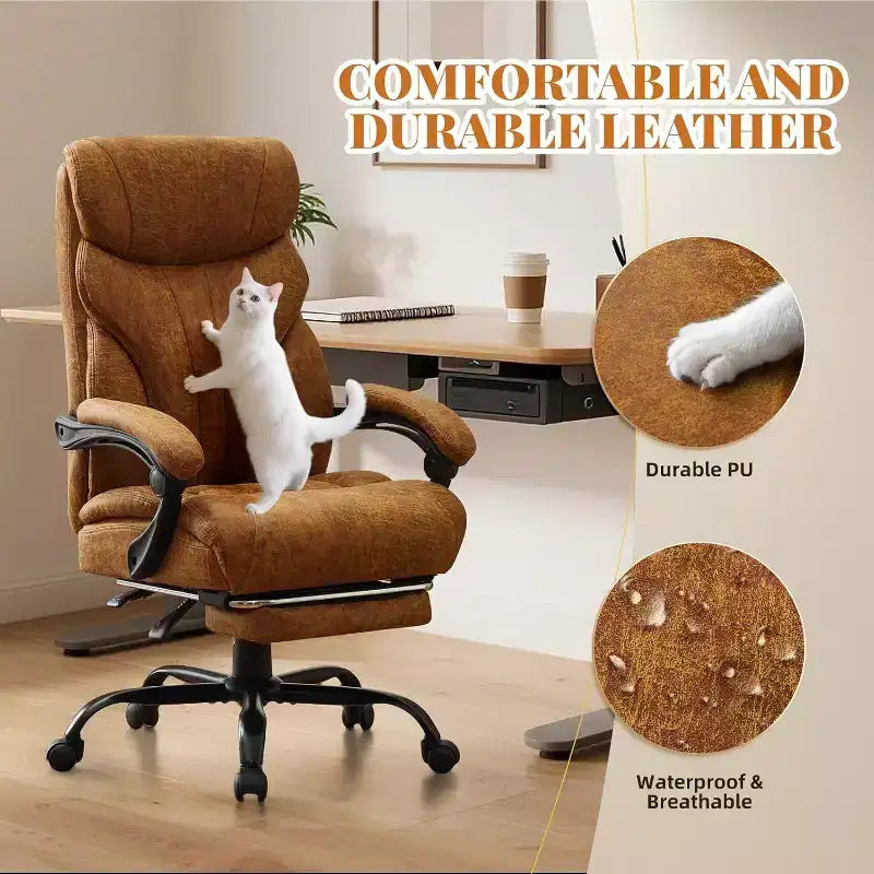 Chaise de Bureau Ergonomique, Chaise Gaming en PU, Hauteur Réglable, Inclinaison de 90 à 135 Degrés, Dossier et Roues Pivotantes à 360 Degrés, Capacité de 158 kg pour le Bureau