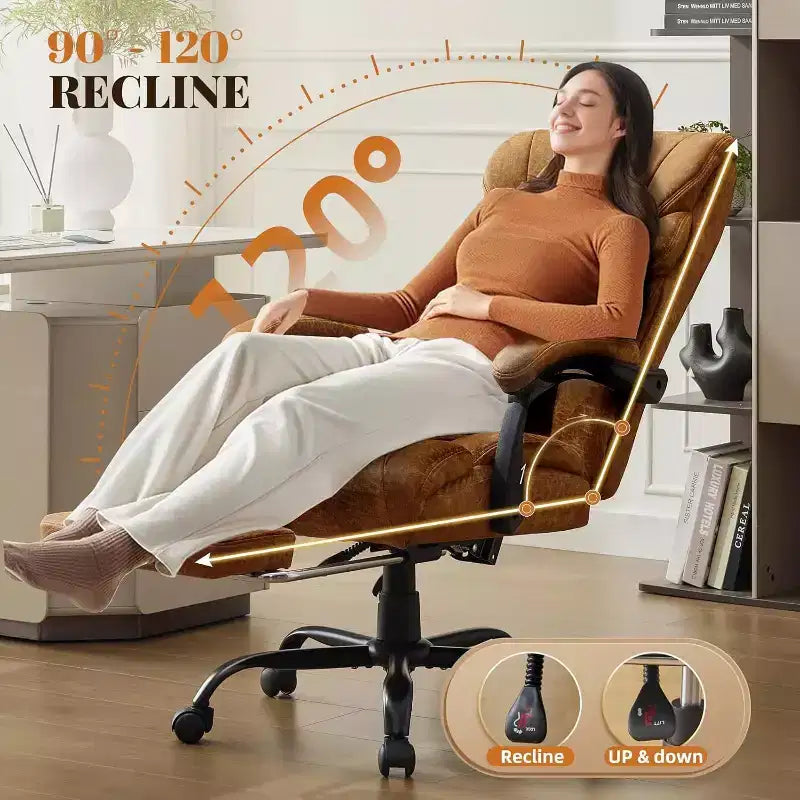 Chaise de Bureau Ergonomique, Chaise Gaming en PU, Hauteur Réglable, Inclinaison de 90 à 135 Degrés, Dossier et Roues Pivotantes à 360 Degrés, Capacité de 158 kg pour le Bureau