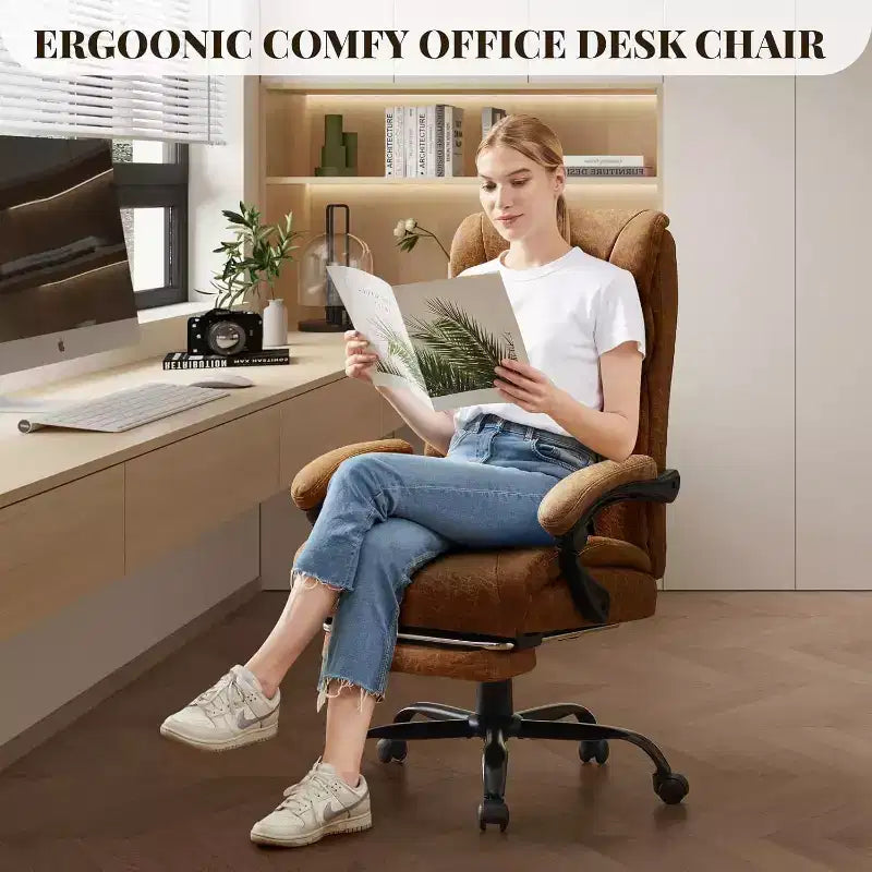 Chaise de Bureau Ergonomique, Chaise Gaming en PU, Hauteur Réglable, Inclinaison de 90 à 135 Degrés, Dossier et Roues Pivotantes à 360 Degrés, Capacité de 158 kg pour le Bureau