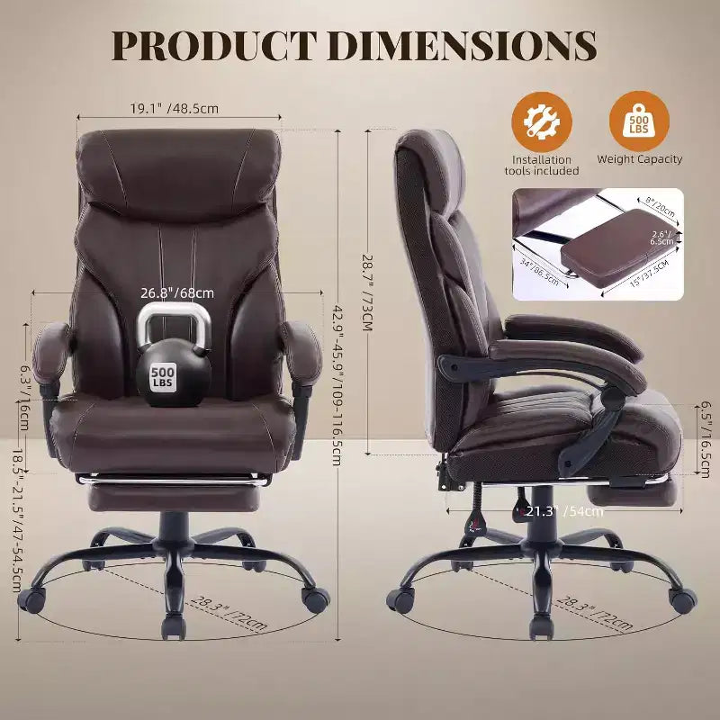 Chaise de Bureau Ergonomique, Chaise Gaming en PU, Hauteur Réglable, Inclinaison de 90 à 135 Degrés, Dossier et Roues Pivotantes à 360 Degrés, Capacité de 158 kg pour le Bureau