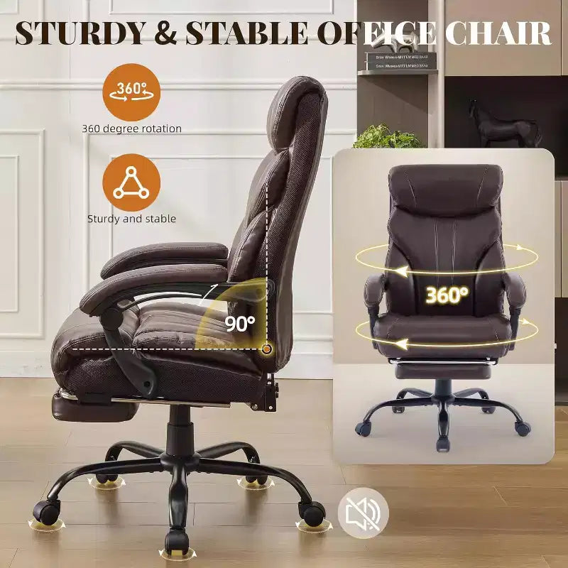 Chaise de Bureau Ergonomique, Chaise Gaming en PU, Hauteur Réglable, Inclinaison de 90 à 135 Degrés, Dossier et Roues Pivotantes à 360 Degrés, Capacité de 158 kg pour le Bureau