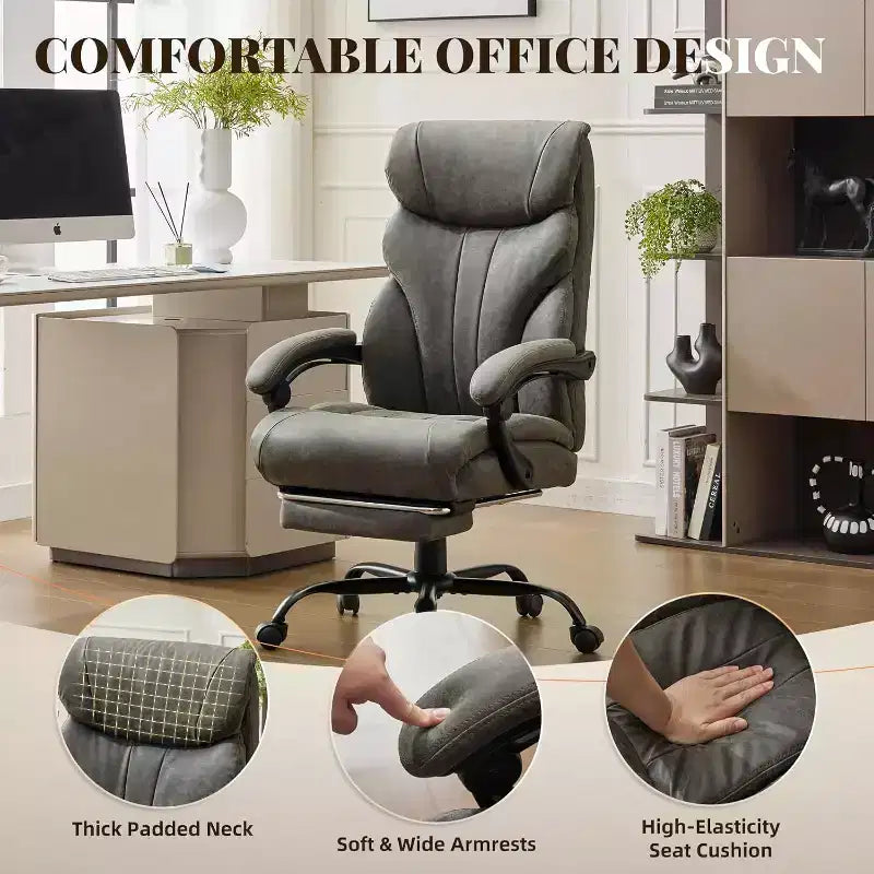 Chaise de Bureau Ergonomique, Chaise Gaming en PU, Hauteur Réglable, Inclinaison de 90 à 135 Degrés, Dossier et Roues Pivotantes à 360 Degrés, Capacité de 158 kg pour le Bureau