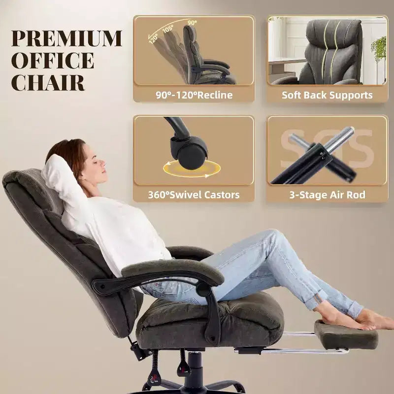 Chaise de Bureau Ergonomique, Chaise Gaming en PU, Hauteur Réglable, Inclinaison de 90 à 135 Degrés, Dossier et Roues Pivotantes à 360 Degrés, Capacité de 158 kg pour le Bureau