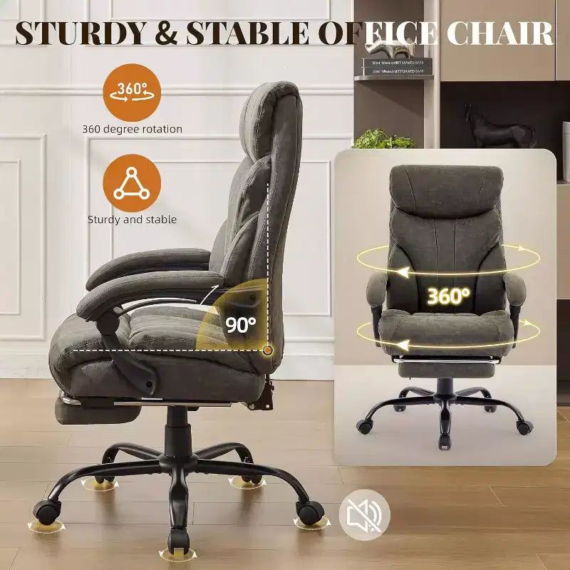 Chaise de Bureau Ergonomique, Chaise Gaming en PU, Hauteur Réglable, Inclinaison de 90 à 135 Degrés, Dossier et Roues Pivotantes à 360 Degrés, Capacité de 158 kg pour le Bureau