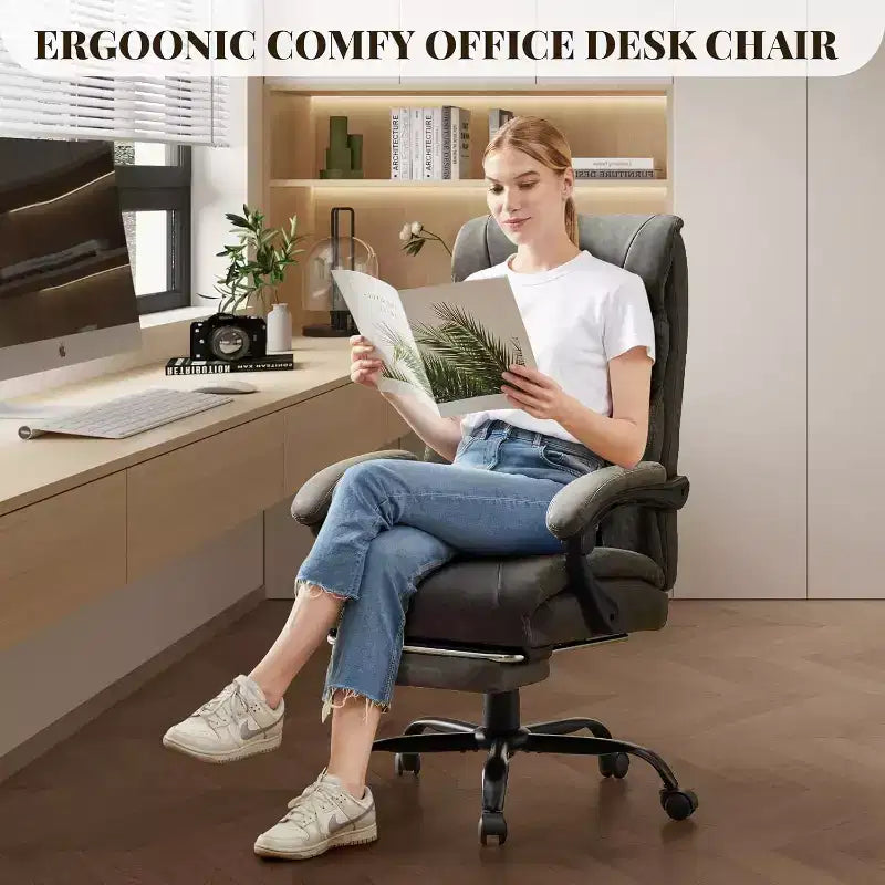 Chaise de Bureau Ergonomique, Chaise Gaming en PU, Hauteur Réglable, Inclinaison de 90 à 135 Degrés, Dossier et Roues Pivotantes à 360 Degrés, Capacité de 158 kg pour le Bureau