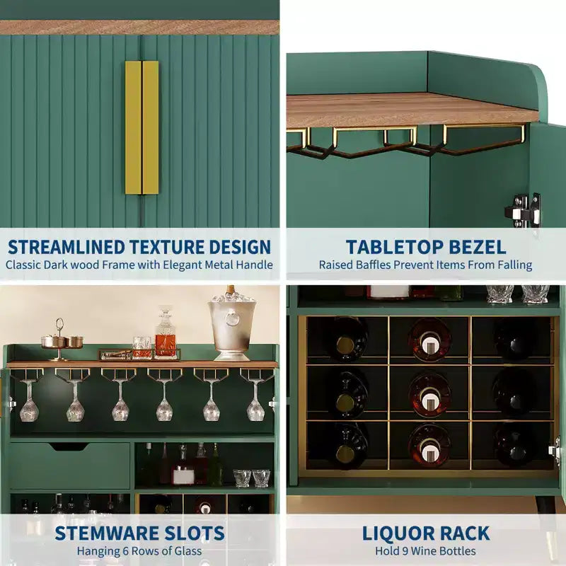 Vitrine en Verre, Meuble de Rangement sur Pied avec Porte-Verres à Pied et Tiroirs