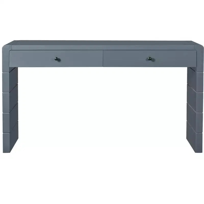 Console incurvée avec rangement, Table d'entrée en bois avec 2 tiroirs, Consoles rustiques de style ferme pour entrée, couloir, salon