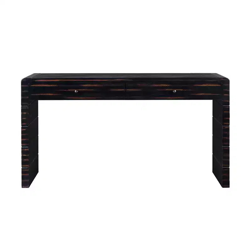 Console incurvée avec rangement, Table d'entrée en bois avec 2 tiroirs, Consoles rustiques de style ferme pour entrée, couloir, salon