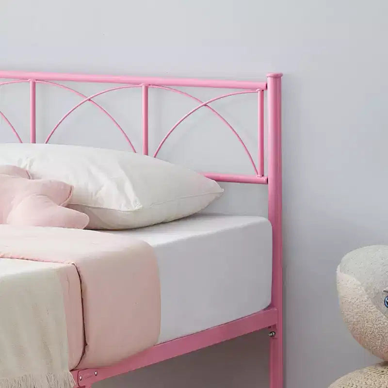 Cadre de lit double 14 pouces avec tête et pied de lit, lit plateforme rose avec rangement sous le lit