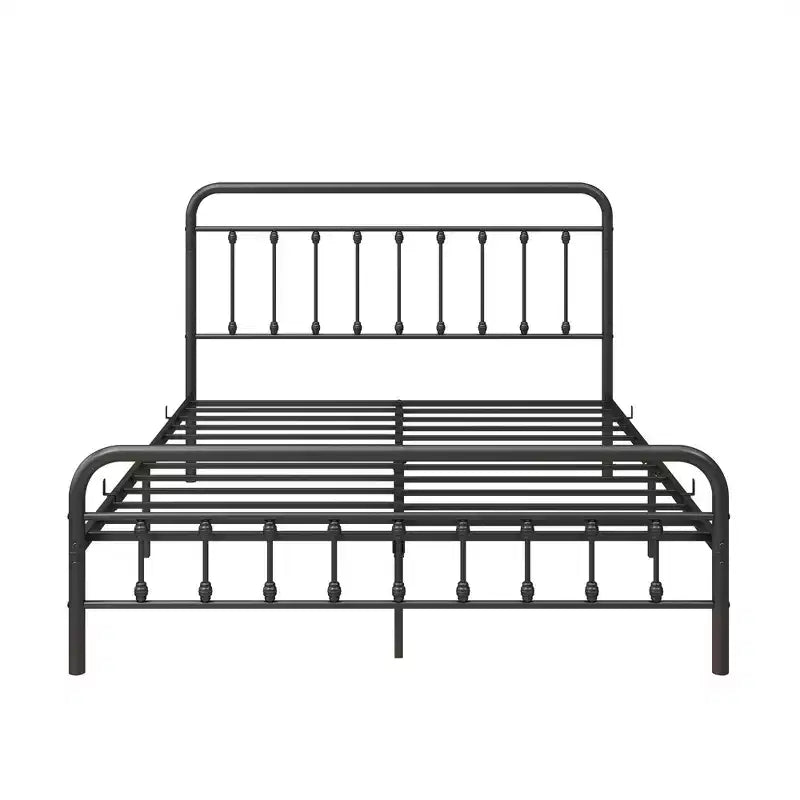 Cadre de lit plateforme en métal Queen Size avec tête de lit/pied de lit, rangement sous le lit, pas besoin de sommier tapissier, noir