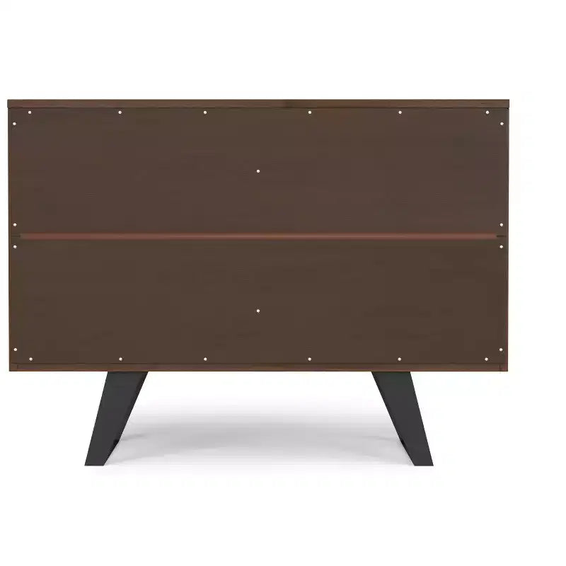 BUFFET 2 PORTES EN BOIS D'ACACIA MASSIF, 104 cm de Large, Rectangulaire, Moderne Industriel, Marron Charbon Vieilli