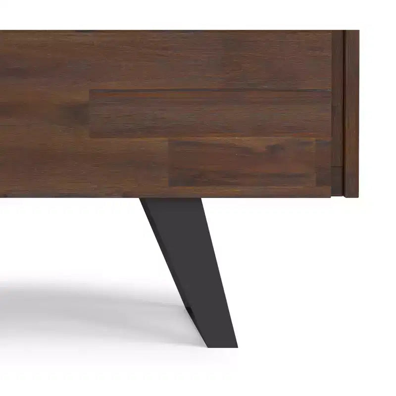 BUFFET 2 PORTES EN BOIS D'ACACIA MASSIF, 104 cm de Large, Rectangulaire, Moderne Industriel, Marron Charbon Vieilli
