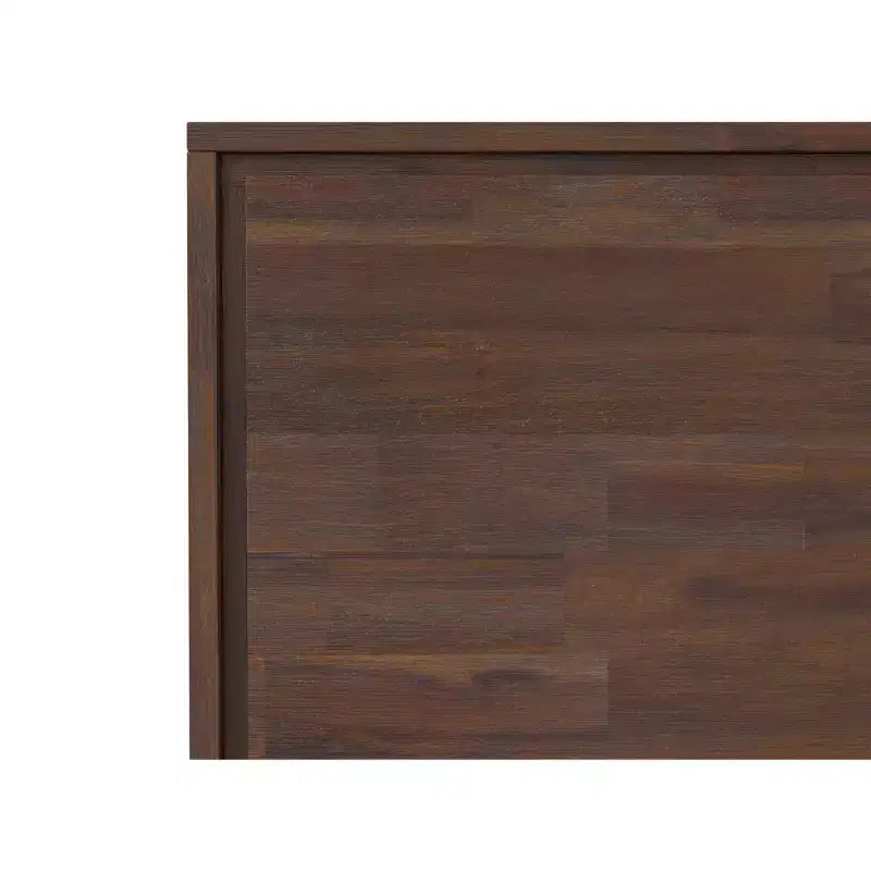 BUFFET 2 PORTES EN BOIS D'ACACIA MASSIF, 104 cm de Large, Rectangulaire, Moderne Industriel, Marron Charbon Vieilli