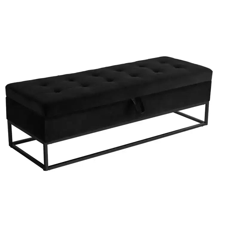 Banc de rangement de 148,8 cm avec base en métal et grand espace de rangement, banc d'entrée capitonné, banc de bout de lit pour salon, chambre