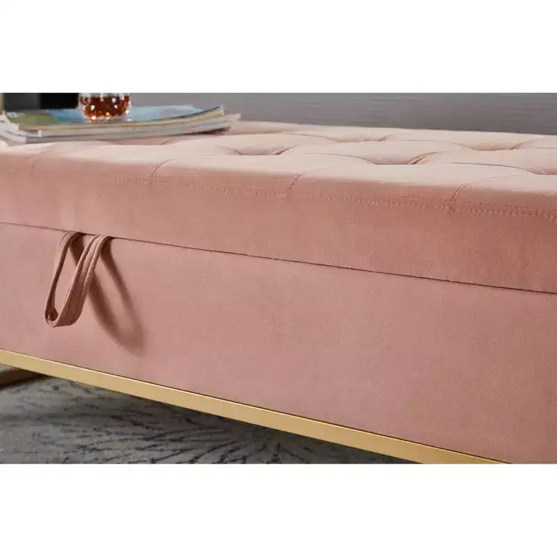 Banc de rangement de 148,8 cm avec base en métal et grand espace de rangement, banc d'entrée capitonné, banc de bout de lit pour salon, chambre