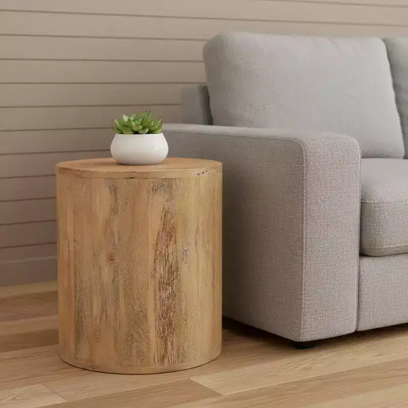 Table d'appoint ronde à pieds croisés en bois massif marron 24"