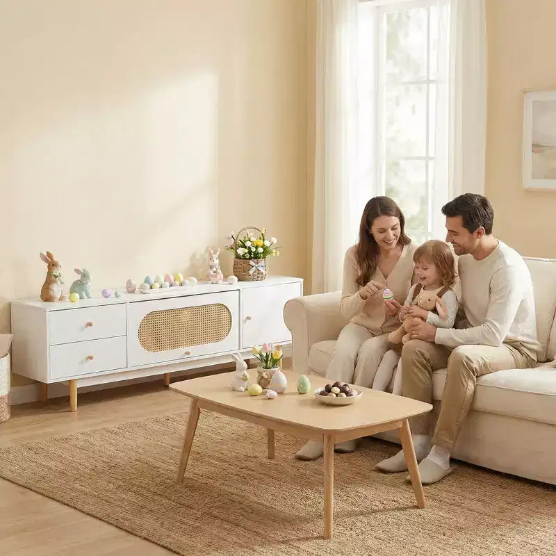 Meuble TV de 178 cm pour téléviseurs de 203 cm et moins, console TV minimaliste avec tiroirs, centre de divertissement pour salon et chambre à coucher