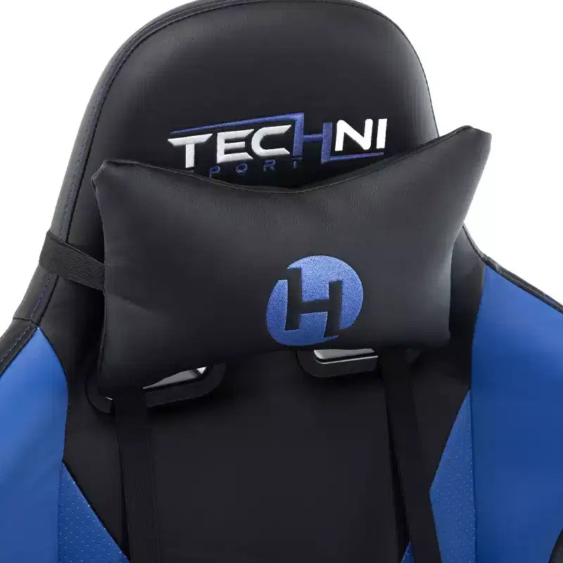 Chaise de jeu ergonomique réglable, chaises de bureau pivotantes à 360° avec oreiller appui-tête et lombaire, chaise inclinable de 90 à 150° pour le bureau et la maison, charge maximale de 113 kg, bleue