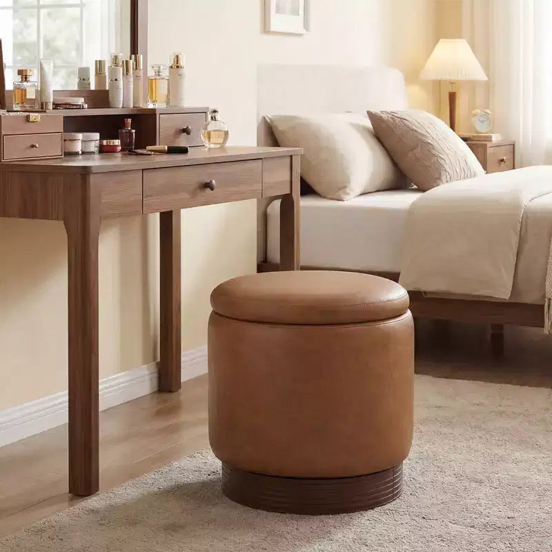 Repose-pieds pivotant à 360° en similicuir avec rangement dissimulé, capacité de poids de 180 kg