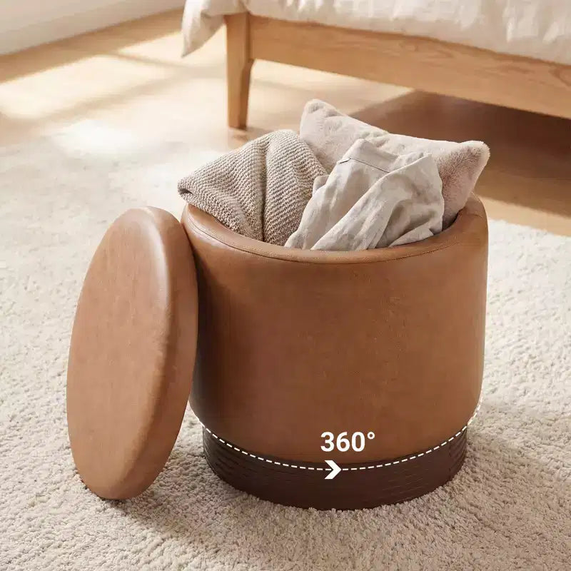 Repose-pieds pivotant à 360° en similicuir avec rangement dissimulé, capacité de poids de 180 kg