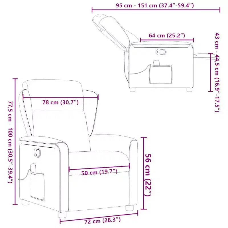 Fauteuil inclinable de massage en tissu gris foncé