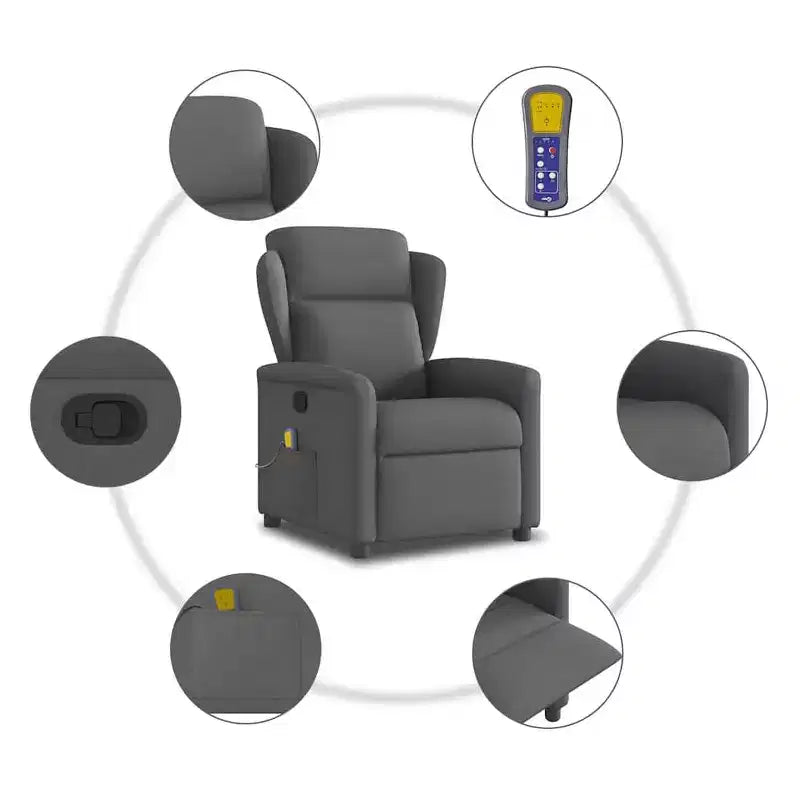 Fauteuil inclinable de massage en tissu gris foncé