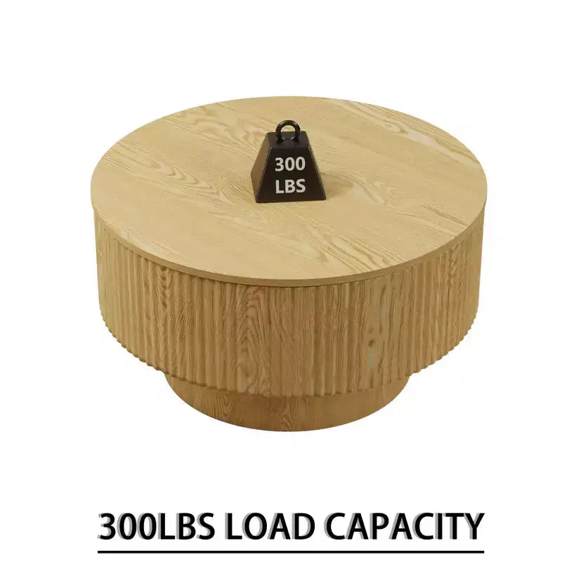 Table basse circulaire moderne de 29,53 MDF avec motif à rayures circulaires et espace de rangement, pour la maison et la cuisine