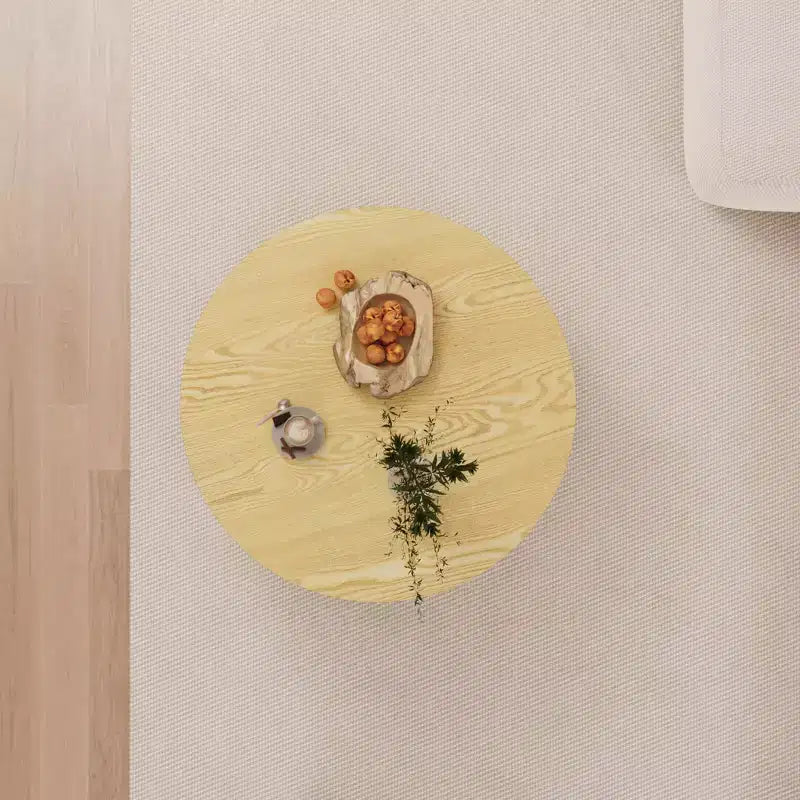 Table basse circulaire moderne de 29,53 MDF avec motif à rayures circulaires et espace de rangement, pour la maison et la cuisine