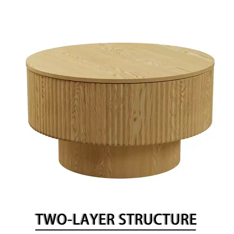 Table basse circulaire moderne de 29,53 MDF avec motif à rayures circulaires et espace de rangement, pour la maison et la cuisine