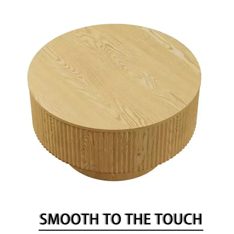 Table basse circulaire moderne de 29,53 MDF avec motif à rayures circulaires et espace de rangement, pour la maison et la cuisine