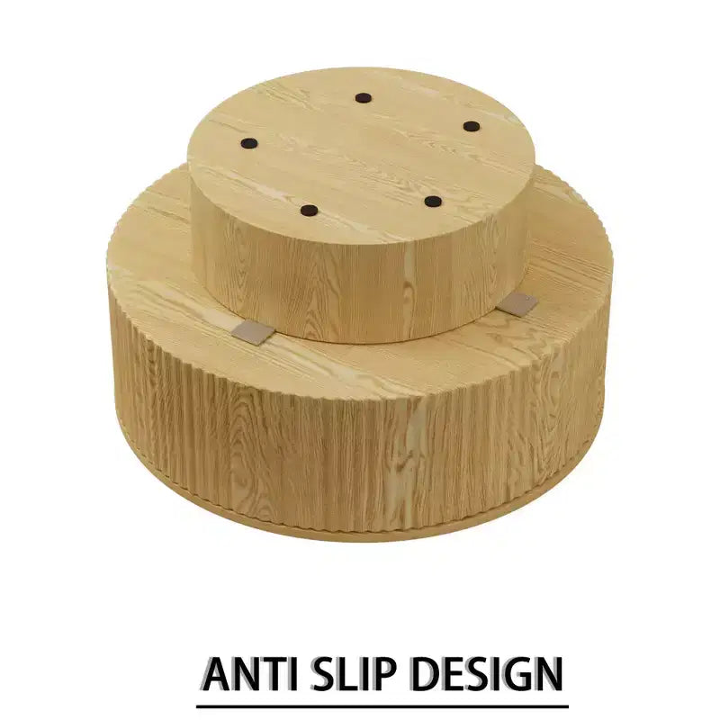Table basse circulaire moderne de 29,53 MDF avec motif à rayures circulaires et espace de rangement, pour la maison et la cuisine