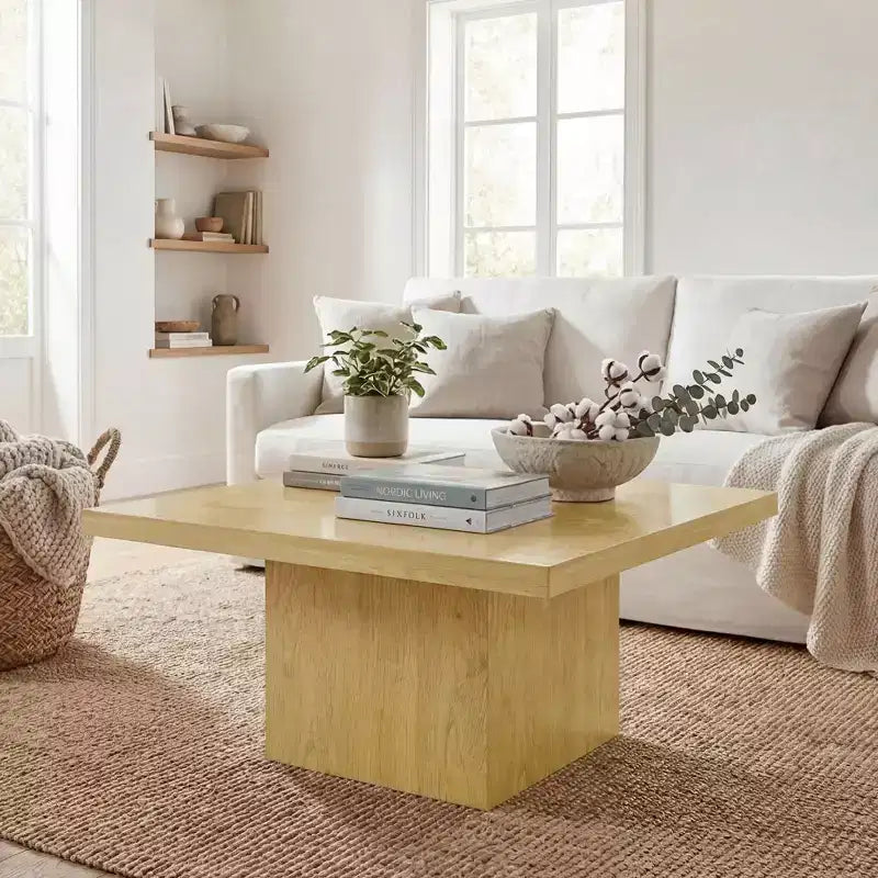 Table basse carrée, Table de salon avec plateau de 4 cm d'épaisseur, 80x80 cm