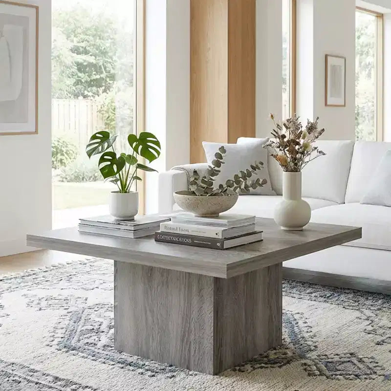 Table basse carrée, Table de salon avec plateau de 4 cm d'épaisseur, 80x80 cm