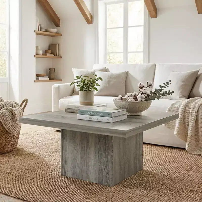 Table basse carrée, Table de salon avec plateau de 4 cm d'épaisseur, 80x80 cm