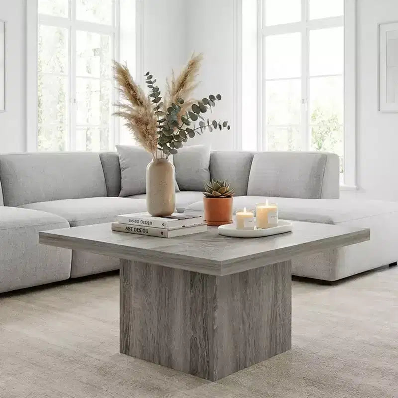 Table basse carrée, Table de salon avec plateau de 4 cm d'épaisseur, 80x80 cm