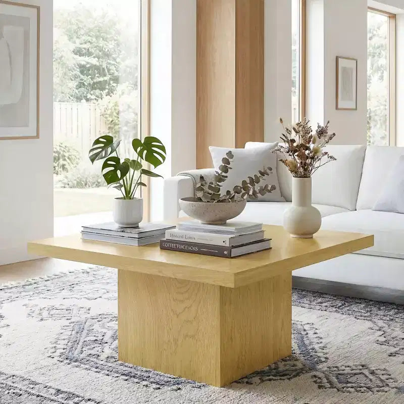 Table basse carrée, Table de salon avec plateau de 4 cm d'épaisseur, 80x80 cm