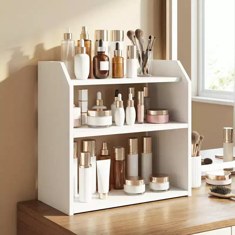 Étagère de bureau 3 niveaux avec rails de protection surélevés, gain de place