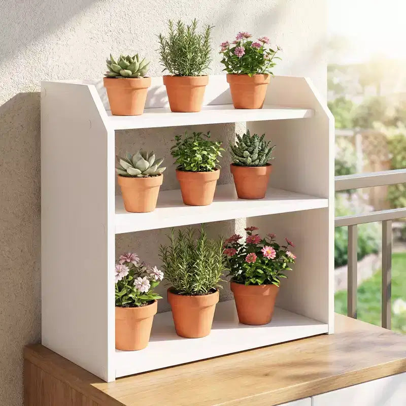 Étagère de bureau 3 niveaux avec rails de protection surélevés, gain de place