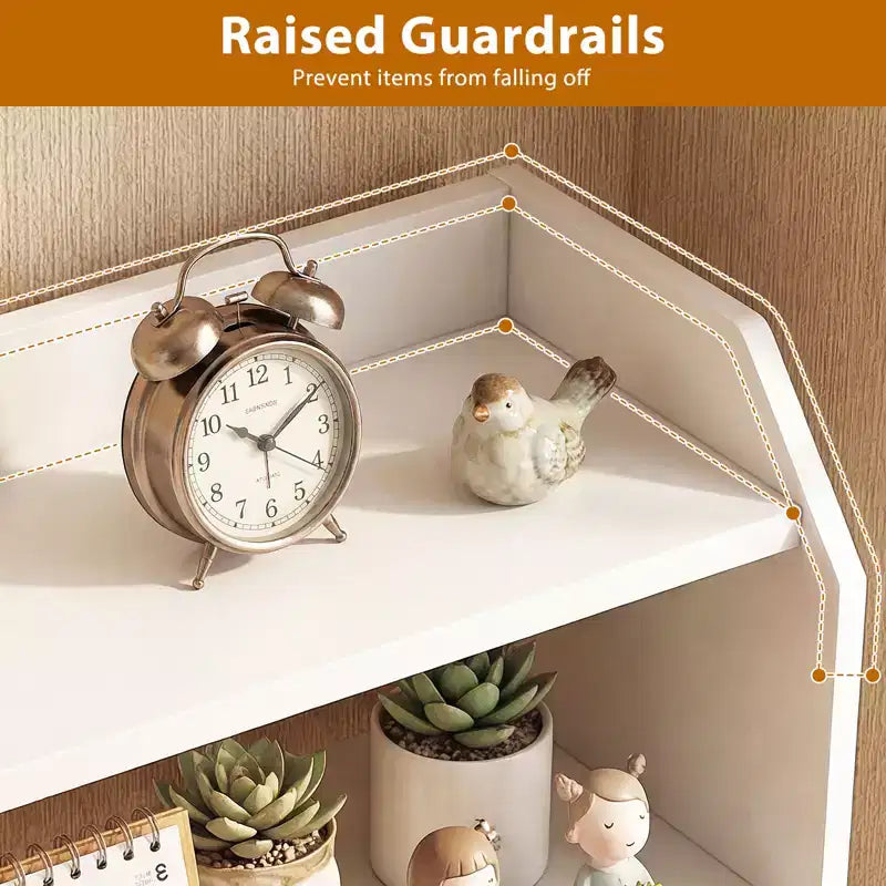 Étagère de bureau 3 niveaux avec rails de protection surélevés, gain de place