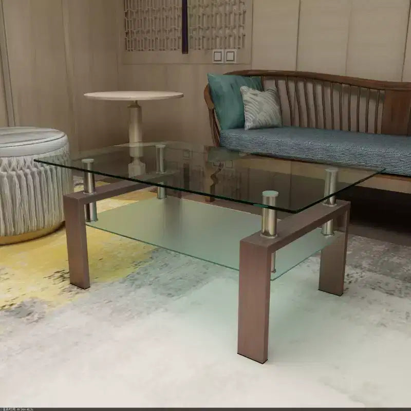 Table basse rectangulaire en verre, table basse transparente, tables basses d'appoint modernes pour salon, meubles de salon